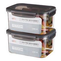 코멧 국내생산 BPA FREE 클리어 직사각 밀폐용기, 2개, 1.3L
