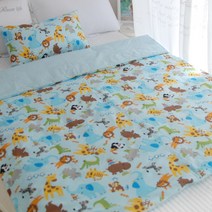 보떼하우스 사계절 패딩이불(솜 미포함), 동물원블루