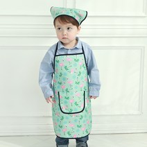 베베슈에뜨 하와이안플라밍고 방수앞치마 + 두건 세트