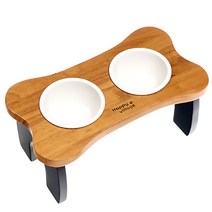 행복한마을 원목 애견식탁 + 식기 2구 세트, 베티블루, 1세트