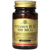 솔가 비타민 B12 500mcg 타블렛 글루텐 프리 무설탕, 100정, 1개