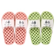 샤바스 스칸디나 PVC 욕실화 나뭇잎 핑크 + 그린, 1세트