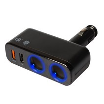 진가로 퀄컴 고속충전 USB 파워소켓 2소켓 + 2USB 플러그 일체형 블랙, 1개