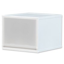 정리대장 어셈블 베이직 서랍장 1단 32cm, 반투명 + 화이트, 1개