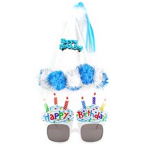 파티팡 솜방울 생일 고깔머리띠 블루   생일 컵케익안경 화이트, 1세트