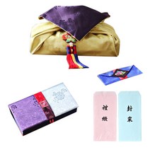 [팔복상회 전통공예품] 현금 예단 세트 (골드) 전통 기념품 전통결혼 혼례품, 신부(예단) 2색함 / 예단보 청색 추가 / 예단 서식지 추가