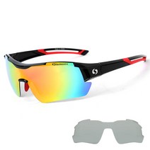 오클랜즈 편광선글라스 변색 렌즈 2종 세트 스포츠고글 S32, 블랙레드프레임, 레드밀러편광 + 변색편광