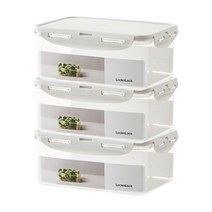 락앤락 항균 스테커블 밀폐용기 직사각 라이트 그레이 2.3L, 3개, 단품