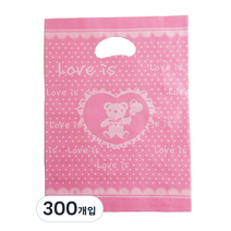 팩스타 펀칭 비닐 포장봉투 가로 30cm x 세로 40cm, 핑크곰, 300개입