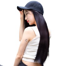 준 라비 모자 전체가발 + 가발망, 블랙브라운, 1개