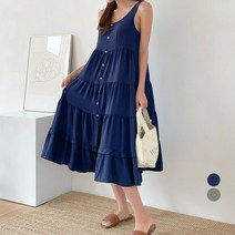 Afinar 여성용 슬릿 캉캉 나시 원피스