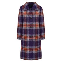 샤트렌 여성용 빅 카라 체크 코트