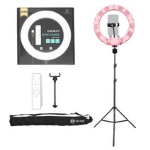 대한 유튜브 1인 라이브 방송 촬영 조명 링라이트 25.4cm+ 슈퍼 스탠드 거치대 + 삼각대 가방 세트, DH-U250(핑크), 1세트
