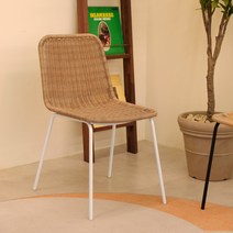 하우스레시피 에이블 PP라탄 스퀘어 체어, 화이트, 1개