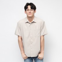 캐럿 남성용 구김 없는 링클 프리 오버핏 반팔 셔츠