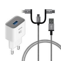 요이치 퀵차지 3.0 고속충전기 + 마운틴 알파케이블 1m, 혼합 색상, 1세트