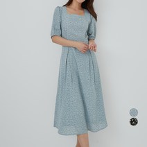 아피나르 스퀘어넥 쉬폰 반팔 원피스