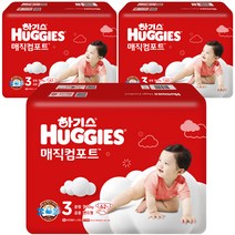 하기스 매직컴포트 밴드형 기저귀 남녀공용, 3단계, 186매