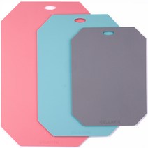 엘리 TPU 팔각 도마 3종 세트, 그레이, 스카이 민트, 오렌지 핑크
