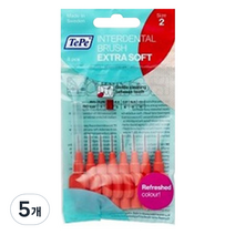 테페 i자형 치간칫솔 인터덴탈 브러쉬 오리지널 0.5mm 빨강, 8개입, 5개