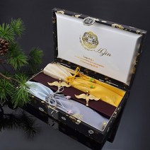 현진 NEW쌍학 금부은수저, 혼합 색상, 8p (숟가락 2p, 젓가락 2p, 받침 2p, 비단주머니 2p) +케이스