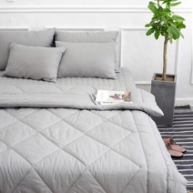 스코홈 어번시리즈 순면 차렵이불 누빔 매트커버세트 SS 그레이