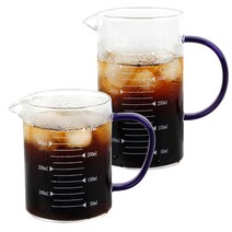레벤호프 블루 핸들 내열유리 계량컵 350ml + 500ml 세트, 혼합색상