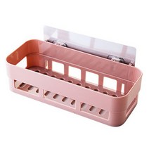 블럭마트 욕실 주방 고급 흡착식 다용도 사각선반, 핑크, 1개