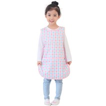 플리에 여아용 민소매 앞치마 + 지퍼백 세트 체크