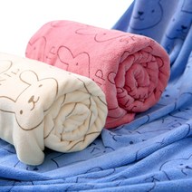 민스리빙 큐티래빗 극세사 비치타월 3종세트, 베이지+블루+핑크, 1세트