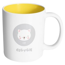 핸드팩토리 애니멀 페이스 고양이 머그컵, 내부 파스텔 옐로우, 1개