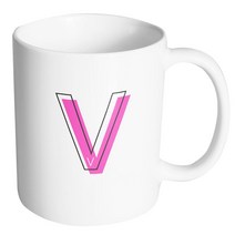 핸드팩토리 아웃라인 알파벳 V 머그컵, 내부 화이트, 1개