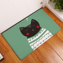 리빙팝 주방욕실 미끄럼방지 고양이 일러스트 발매트, F18