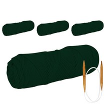 체스코튼목도리DIY 코튼롤 + 고급흑대바늘4.5mm, 1세트, 24 진녹