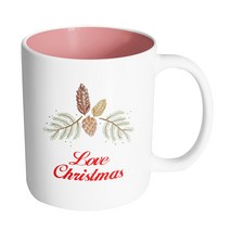 핸드팩토리 솔방울 러브크리스마스 머그컵, 내부 파스텔 핑크, 1개