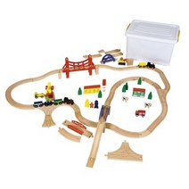 에듀코 목재 기차놀이 세트, 혼합 색상