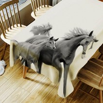 아울리빙 인테리어 일러스트 식탁보, D, 140 x 140 cm