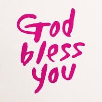 1AM 캘리그라피 인테리어 포인트 스티커 God bless you, 분홍