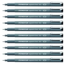 스테들러 피그먼트 라이너 308 잉크펜 0.3mm, 블랙, 10개입