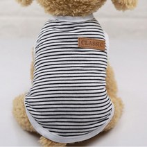 아리코 고양이 앤 강아지 코튼 스트라이프 티셔츠, 블랙