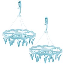 마켓감성 다용도 24집게 빨래 건조대 블루, 2개