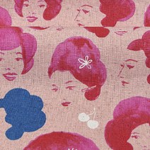 코튼플러스스틸 코튼린넨 플룻도트 도티친구 패브릭원단, 핑크