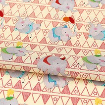 데이비드텍스타일 코튼 서커스데이 엘리펀츠 패브릭원단, 옐로우