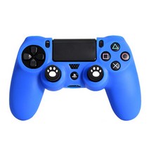 겜맥 PS4 패드 실리콘 커버 BLUE + 아날로그 스틱 발바닥 커버, WHITE, 1세트