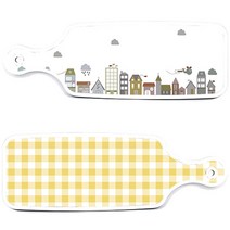 로엠디자인 서빙도마 보드 2p 체크파스텔옐로우보드 세트, 체크파스텔옐로우, 도시클립아트, 1세트