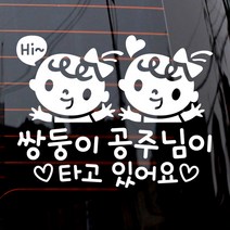 제제데코 자동차 스티커 쌍둥이 공주님이 타고있어요 유아, 화이트, 1개