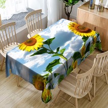 이코디 프린트 아웃 테이블보, 썬플라워, 137 x 137 cm
