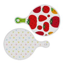 로엠디자인 서빙 원형 도마 보드 2p 딸기형상 세트, 딸기형상, 마카롱, 1세트