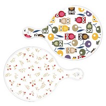로엠디자인 서빙 원형 도마 보드 2p 부엉이 세트, 부엉이, 장단색꽃고비, 1세트