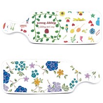 로엠디자인 서빙 도마 보드 2p 로맨틱 블루 floral 화이트 세트, 로맨틱 블루 floral 화이트, 해피, 1세트